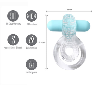 MAIA JAYDEN USB Rechargeable Vibrating Erection Enhancer Ring CLEAR
