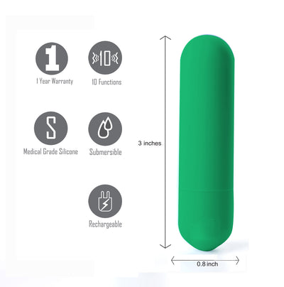 MAIA JESSI USB Rechargeable Super Charged Mini Bullet Emerald