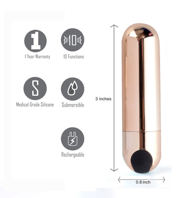 MAIA JESSI USB Rechargeable Super Charged Mini Bullet Rose Gold
