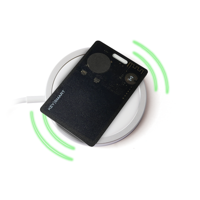 KeySmart SmartCard - Rechargeable Thin Wallet Tracker Card, Works with Apple Find My App - Clear Smoke