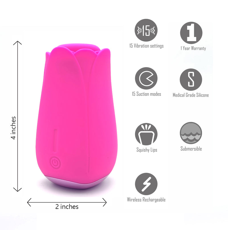 MAIA TULIP PRO 15-Function Silicone Suction Toy with Wireless Charge Pink