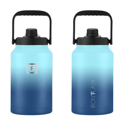 Iron Flask Bottle with Spout Lid, Blue Waves, 128oz/3800ml