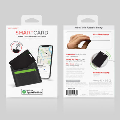 KeySmart SmartCard - Rechargeable Thin Wallet Tracker Card, Works with Apple Find My App - Black