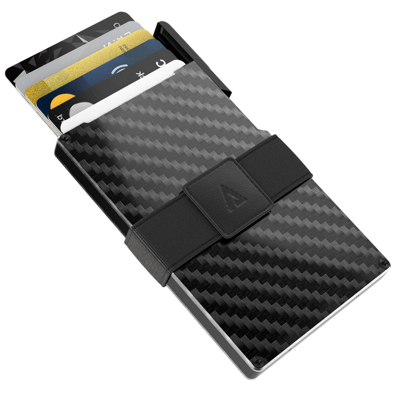KeySmart Statik Wallet, Holds Up to 15 Cards, Plus Cash, RFID Blocking Technology - Carbon Fiber 3K