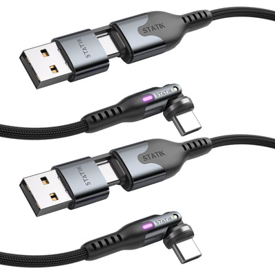 KeySmart STATIK PowerPivot Pro Cable - 1mtr USB-C to USB-C-2Pack