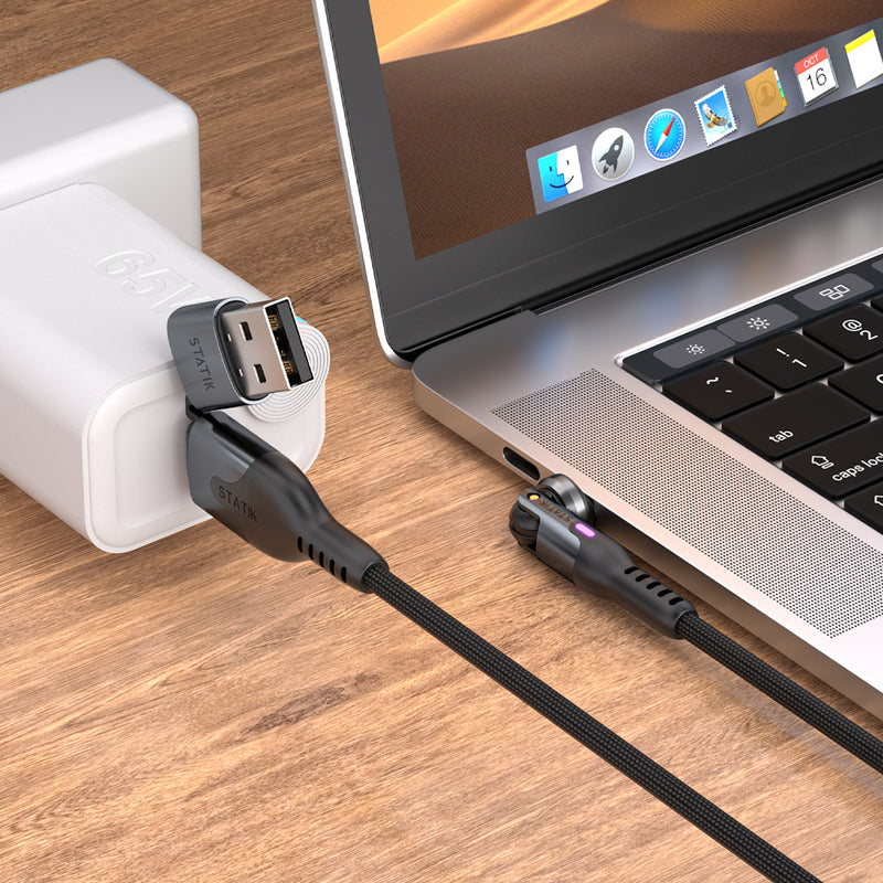 KeySmart STATIK PowerPivot Pro Cable - 1mtr USB-C to USB-C-2Pack