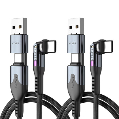 KeySmart STATIK PowerPivot Pro Cable - 3mtr USB-C to USB-C-2Pack