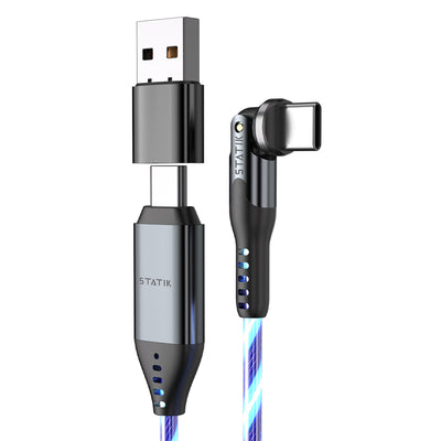 KeySmart STATIK PowerPivot Pro Glowing LED USB-C to USB-C 1mtr