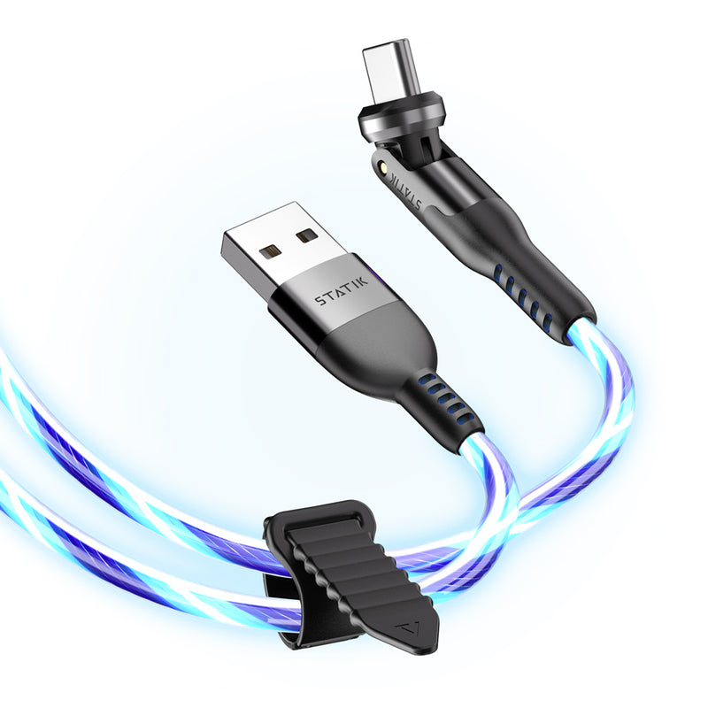 KeySmart STATIK PowerPivot Pro Glowing LED USB-C to USB-C 1mtr