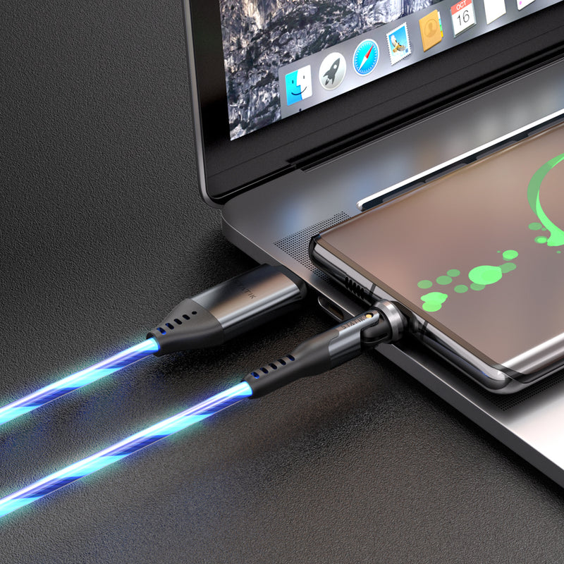 KeySmart STATIK PowerPivot Pro, Glowing LED, USB-C to USB-C, 2mtr-2Pack