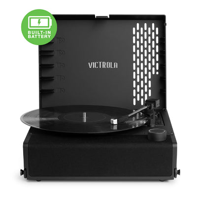 Victrola Revolution Go Turntable - Black + Bundled Crosley Record Storage Display Stand