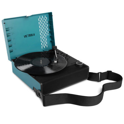 Victrola Revolution Go Turntable - Blue + Bundled Majority D40 Bluetooth Speakers
