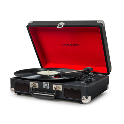 Crosley Cruiser Bluetooth Portable Turntable - Black + Bundled Crosley Record Storage Crate