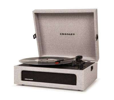 Crosley Voyager Bluetooth Portable Turntable - Grey + Bundled Crosley Record Storage Display Stand