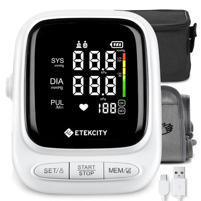 Etekcity Scale for Body Weight and Fat Percentage, Black & Etekcity Smart Blood Pressure Monitor, White Bundle