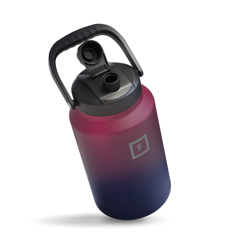 Iron Flask Bottle with Spout Lid, Dark Rainbow - 128oz/3800ml