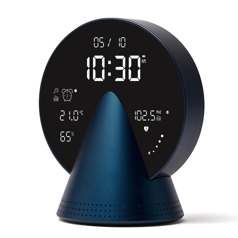 Lexon Conic Radio Alarm Clock With Fm & Built-In Bluetooth Speaker - Blue