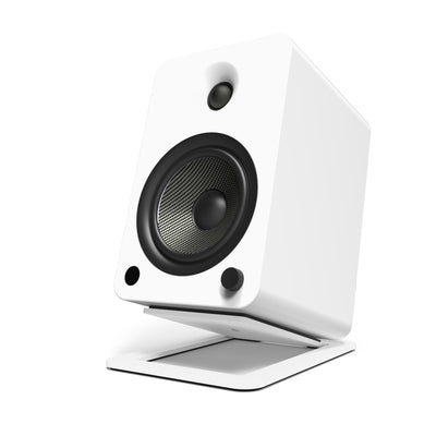 Kanto YU6 200W Powered Bookshelf Speakers with Bluetooth® and Phono Preamp - Pair, Matte White with S6W White Stand Bundle
