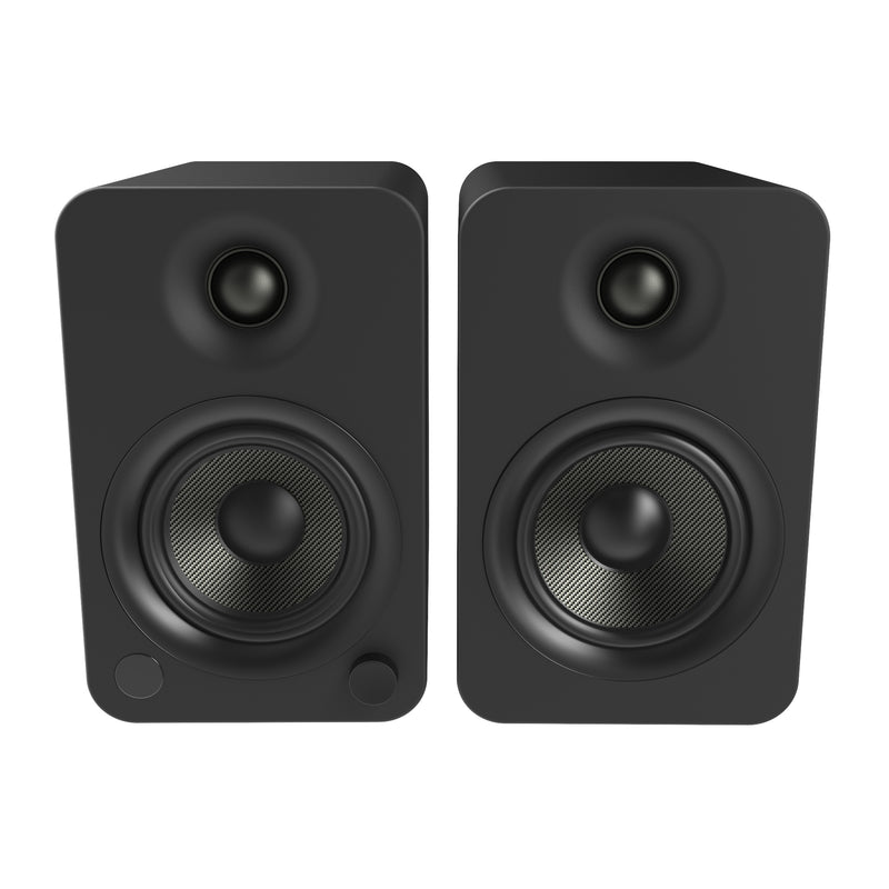 Kanto YU4 140W Powered Bookshelf Speakers with Bluetooth® and Phono Preamp - Pair, Matte Black with SP9 Black Stand Bundle