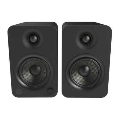 Kanto YU4 140W Powered Bookshelf Speakers with Bluetooth and Phono Preamp - Pair, Matte Black with SP6HD Black Stand Bundle