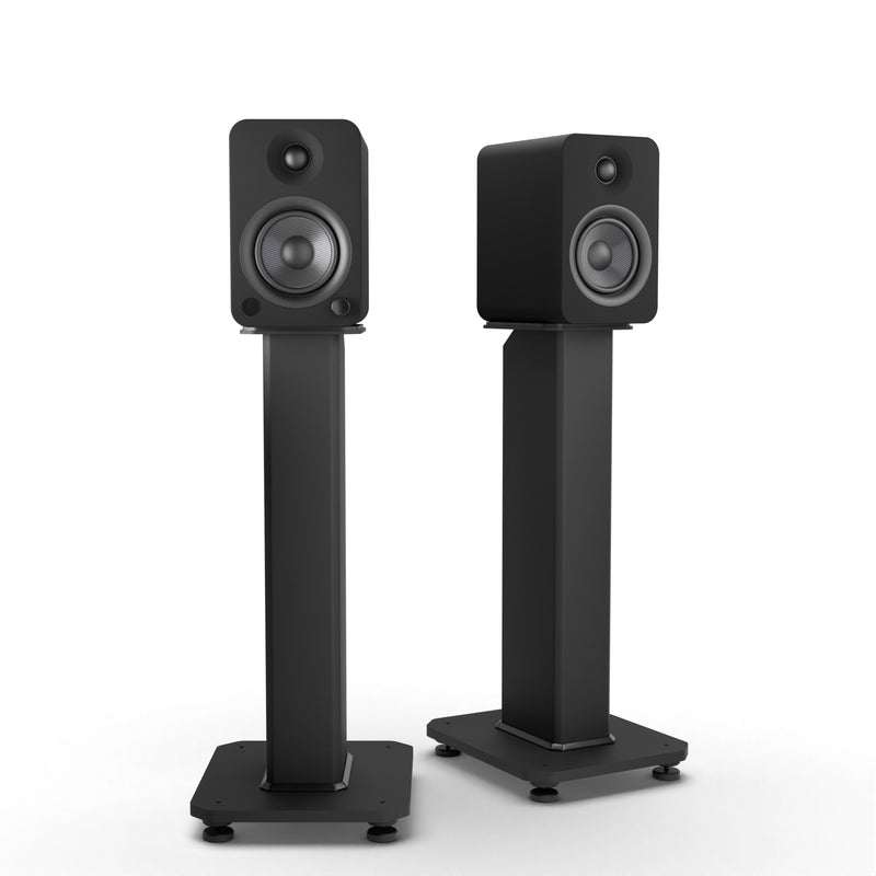 Kanto YU4 140W Powered Bookshelf Speakers with Bluetooth and Phono Preamp - Pair, Matte Black with SX22 Black Stand Bundle