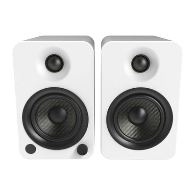 Kanto YU4 140W Powered Bookshelf Speakers with Bluetooth® and Phono Preamp - Pair, Matte White with SX26W White Stand Bundle