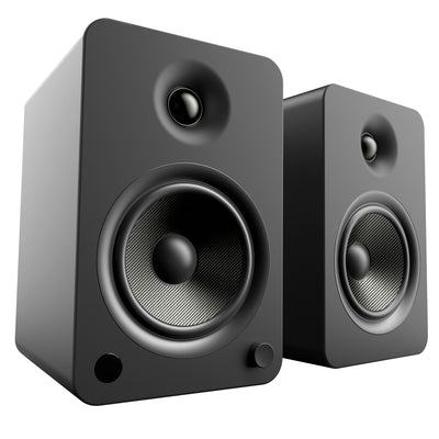 Kanto YU6 200W Powered Bookshelf Speakers with Bluetooth and Phono Preamp - Pair, Matte Black with SX22 Black Stand Bundle