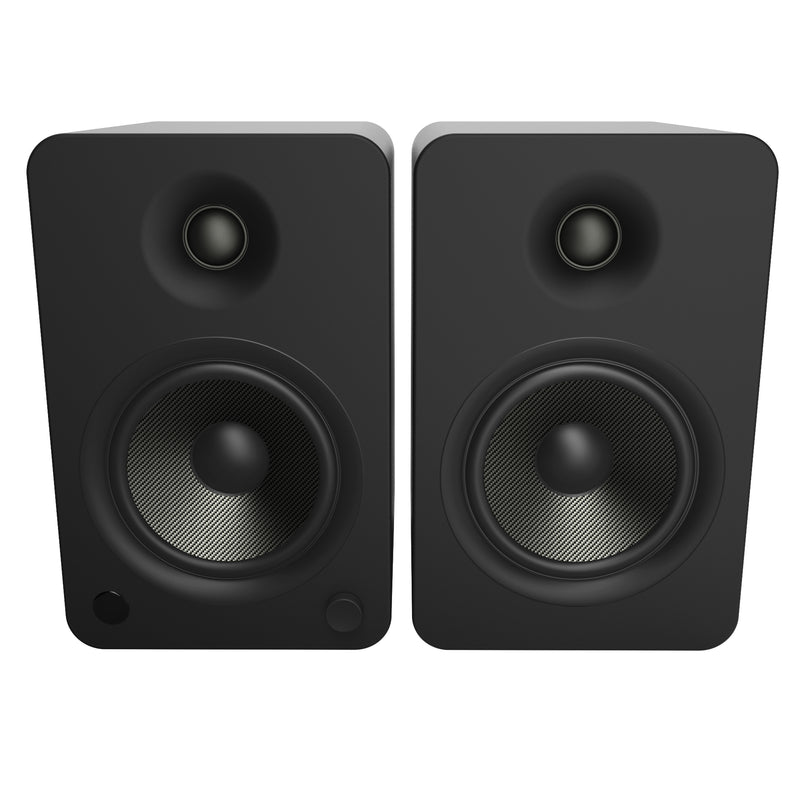 Kanto YU6 200W Powered Bookshelf Speakers with Bluetooth® and Phono Preamp - Pair, Matte Black with SE6 Black Stand Bundle