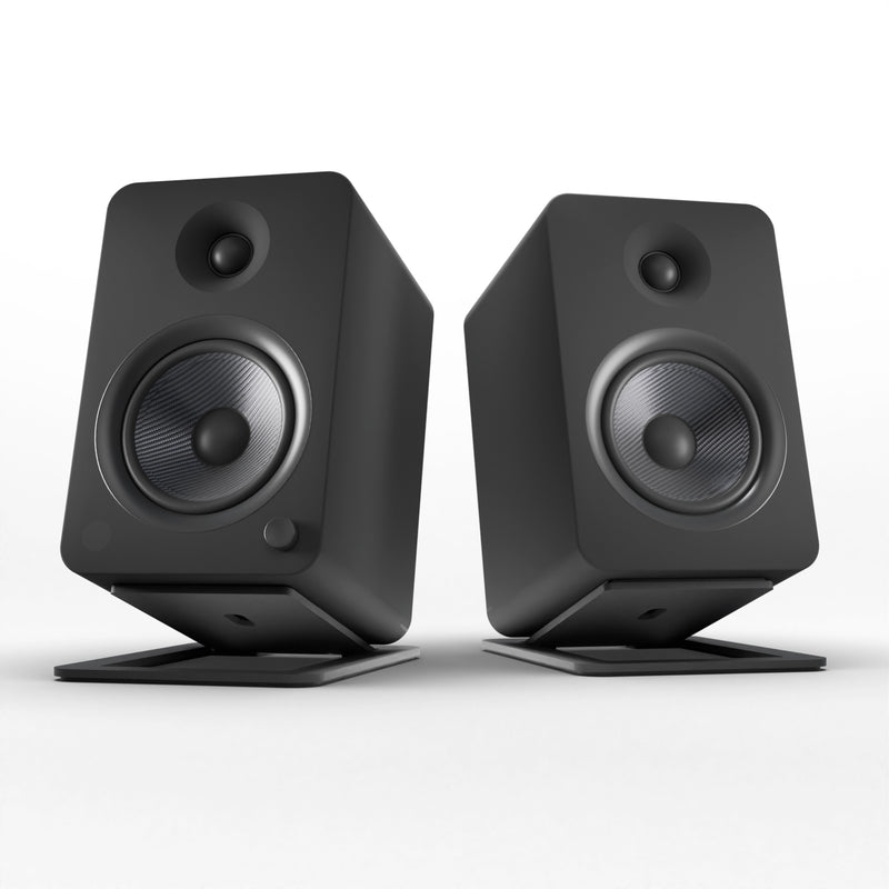 Kanto YU6 200W Powered Bookshelf Speakers with Bluetooth and Phono Preamp - Pair, Matte Black with S6 Black Stand Bundle