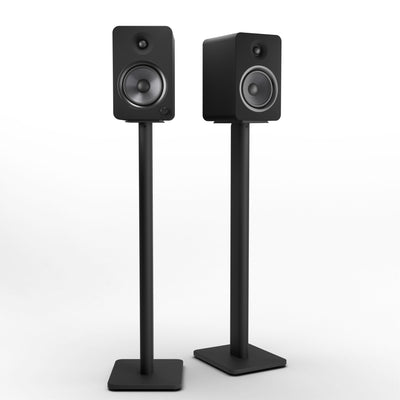 Kanto YU6 200W Powered Bookshelf Speakers with Bluetooth and Phono Preamp - Pair, Matte Black with SP32PL Black Stand Bundle