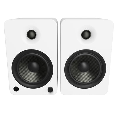 Kanto YU6 200W Powered Bookshelf Speakers with Bluetooth and Phono Preamp - Pair, Matte White with SX22W Black White Bundle