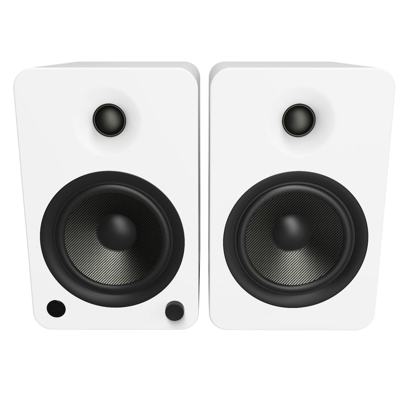 Kanto YU6 200W Powered Bookshelf Speakers with Bluetooth and Phono Preamp - Pair, Matte White with SX22W Black White Bundle