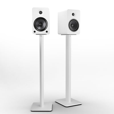 Kanto YU6 200W Powered Bookshelf Speakers with Bluetooth and Phono Preamp - Pair, Matte White with SP32PLW White Stand Bundle