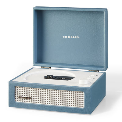 Crosley Voyager Portable Retro CD Player with Stereo Bluetooth Speakers, FM Radio - Washed Blue