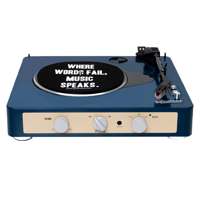 Gadhouse Brad MKII Record Player - Navy + Bundled Record Storage Crate