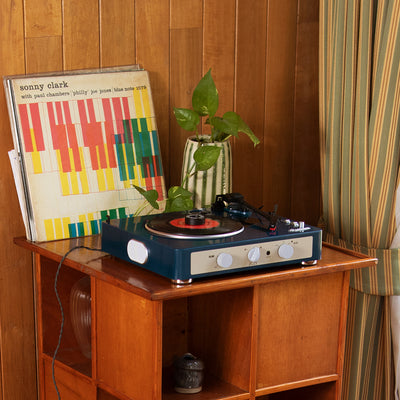 Gadhouse Brad MKII Record Player - Navy + Bundled Crosley Record Storage Display Stand