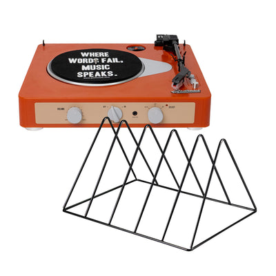 Gadhouse Brad MKII Record Player - Tangerine + Gadhouse Vinyl Rack Bundle - Black