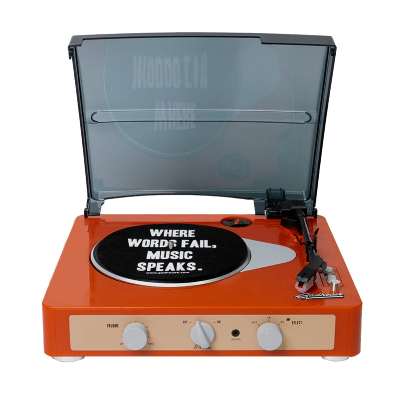 Gadhouse Brad MKII Record Player - Tangerine + Gadhouse Vinyl Rack Bundle - Black