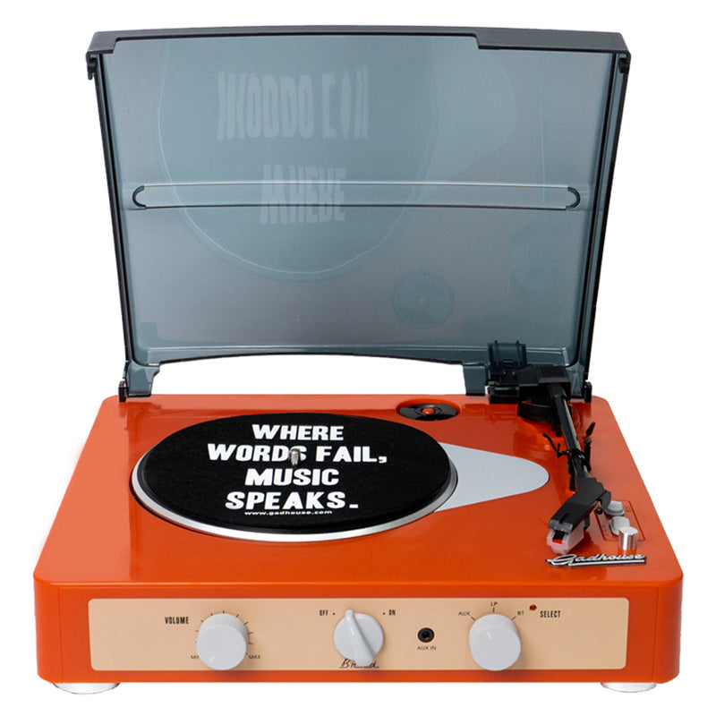 Gadhouse Brad MKII Record Player - Tangerine + Bundled Majority D40 Bluetooth Speakers