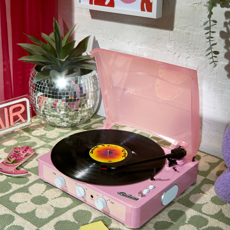 Gadhouse Brad MKII Record Player - Limited Edition Pink Pink + Bundled Majority D40X Bluetooth Speakers