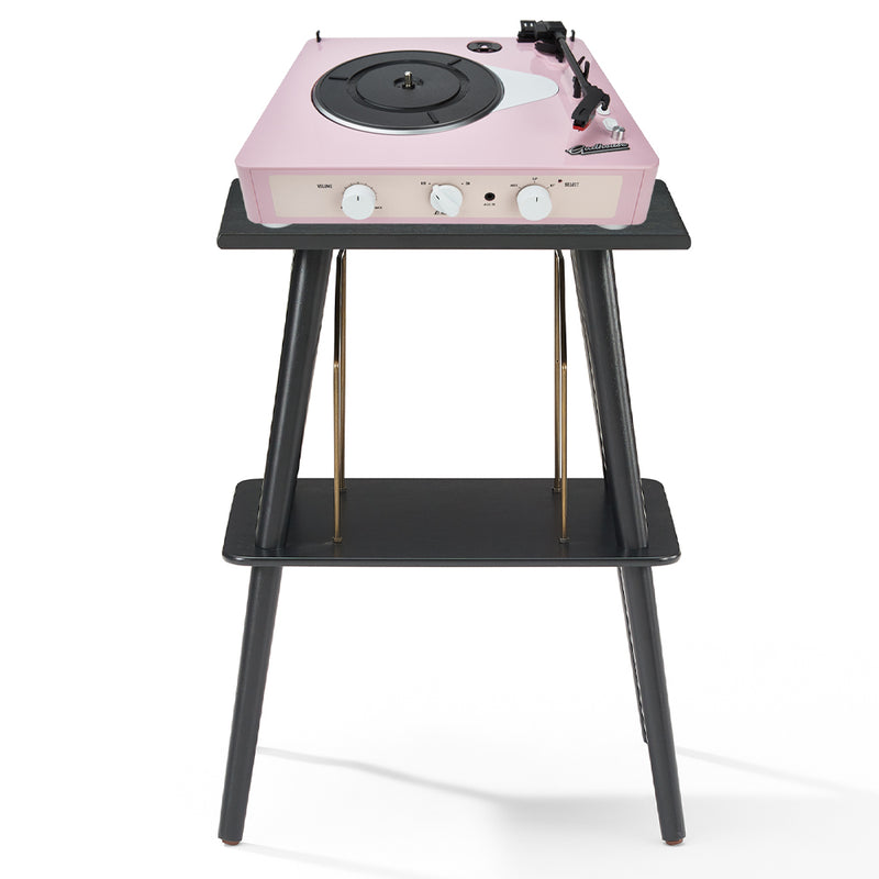 Gadhouse Brad MKII Record Player - Limited Edition Pink Pink + Entertainment Stand Bundle - Black