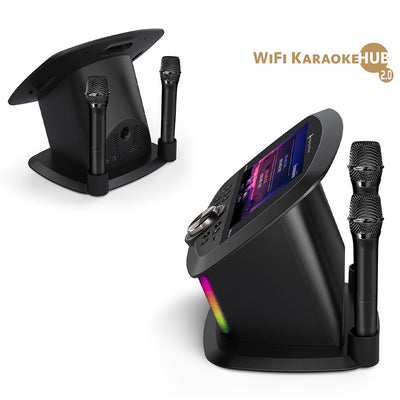 Singing Machine Wifi Karaoke Hub with touchscreen display, Music apps and 2 wireless microphones - Black