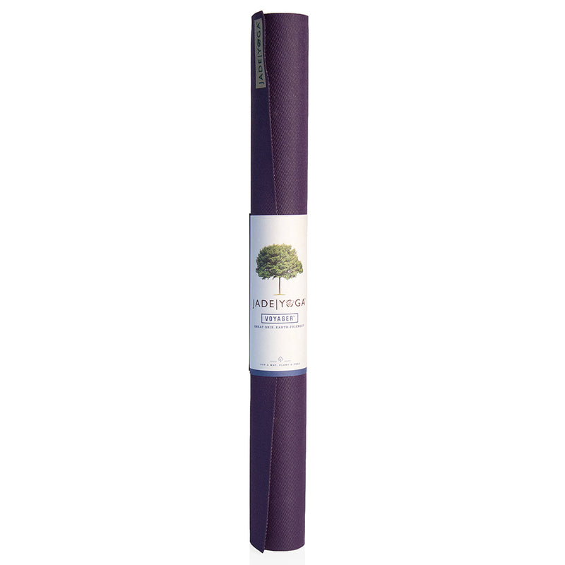 Jade Yoga Voyager Mat - Purple & Iron Flask Wide Mouth Bottle with Spout Lid, Fire, 32oz/950ml Bundle