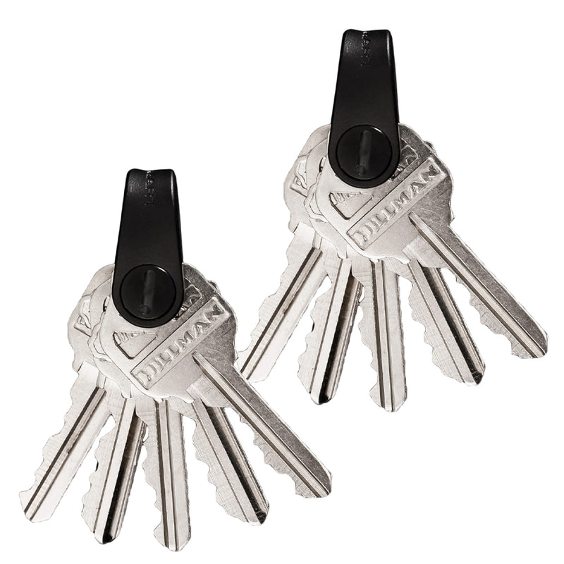 KeySmart Mini - Compact Minimalist Expandable Key Holder (Up to 5 Keys) - Black - 2 Pack