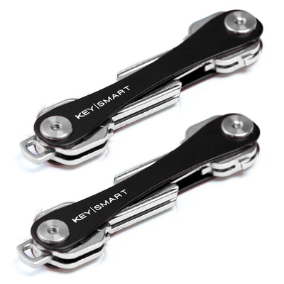 KeySmart Orginal - Compact Key Holder and Keychain Organiser (Up to 8 Keys) - Black - 2 Pack