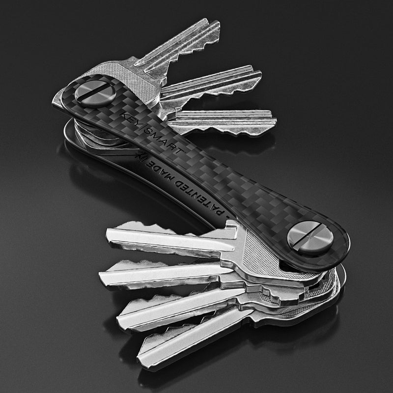 KeySmart Original - Compact Key Holder and Keychain Organiser (Up to 8 Keys) - Carbon Fiber 3K - 2 Pack