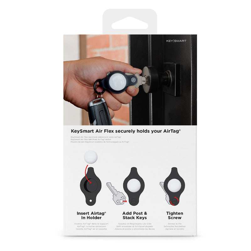 KeySmart Air Flex - Compact Key Holder for Apple AirTag, Slim and Pocket Friendly (Up to 5 Keys) - Black - 2 Pack