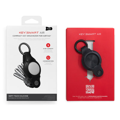 KeySmart Air Flex - Compact Key Holder for Apple AirTag, Slim and Pocket Friendly (Up to 5 Keys) - Black