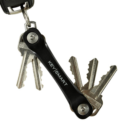 KeySmart Flex Extended - Compact Key Holder and Keychain Organiser (Up to 8 Keys) - Black - 2 Pack
