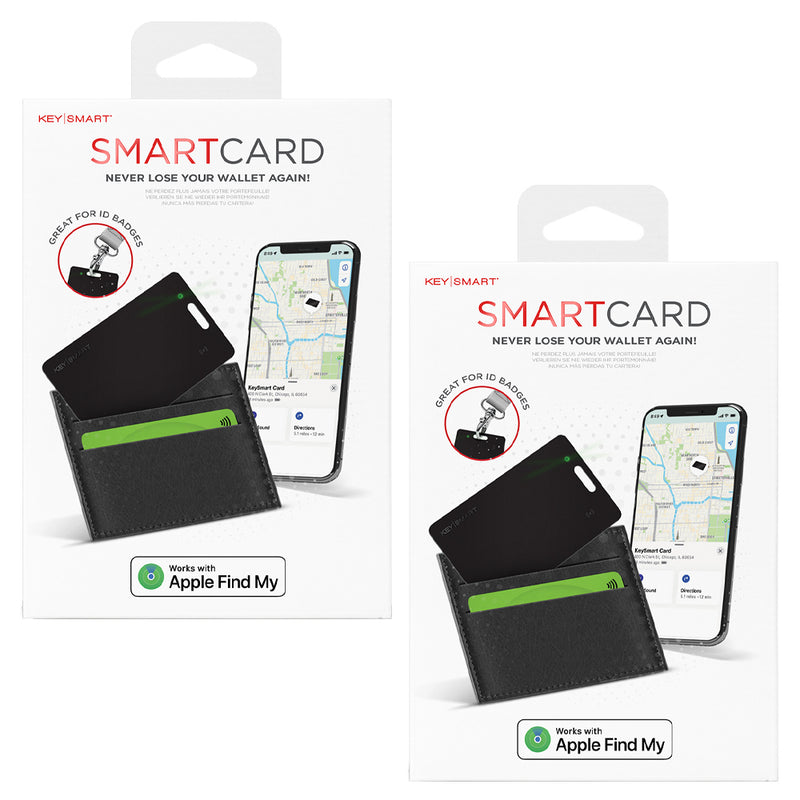 KeySmart SmartCard - Rechargeable Thin Wallet Tracker Card, Works with Apple Find My App - Black - 2 Pack